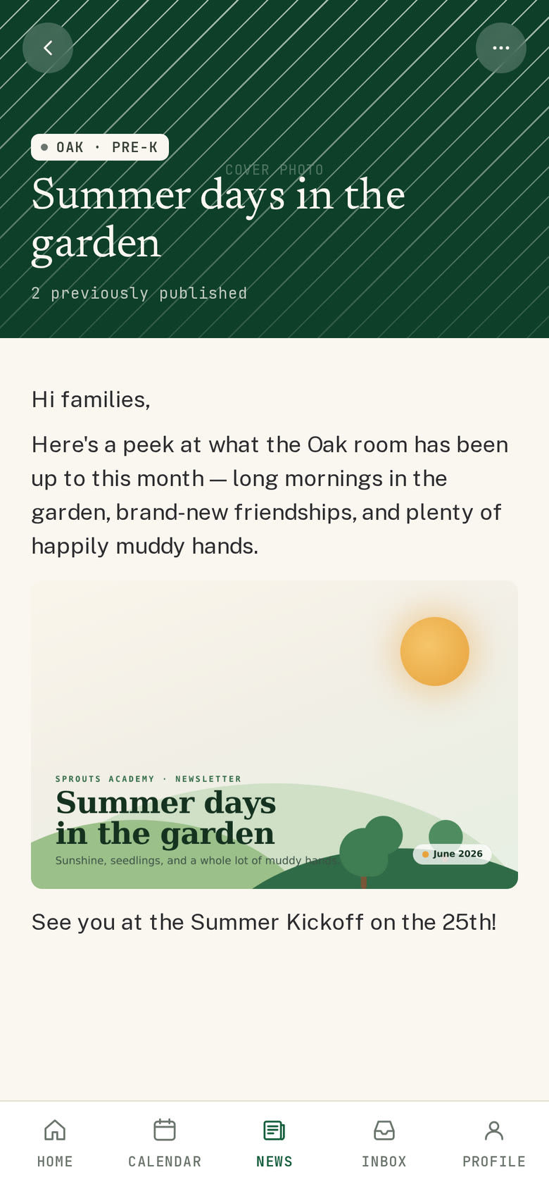 A Sprouts newsletter on a phone — photo and text
